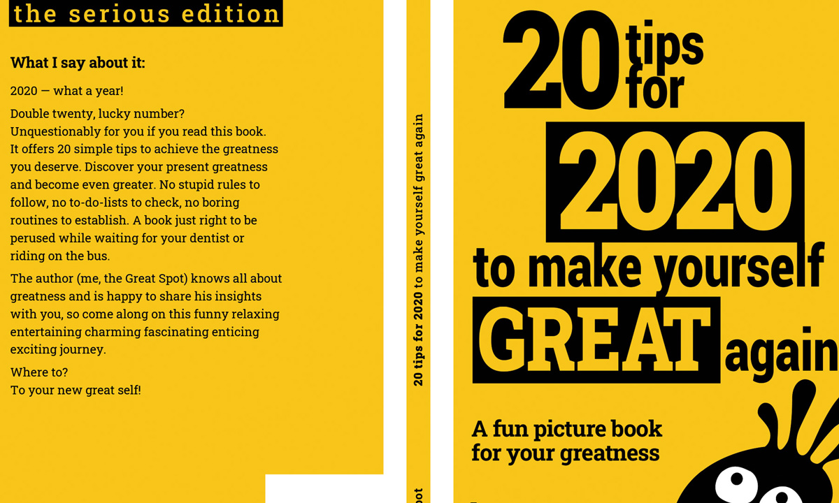 Cover "20 tips for 2020 to make yourself great again"