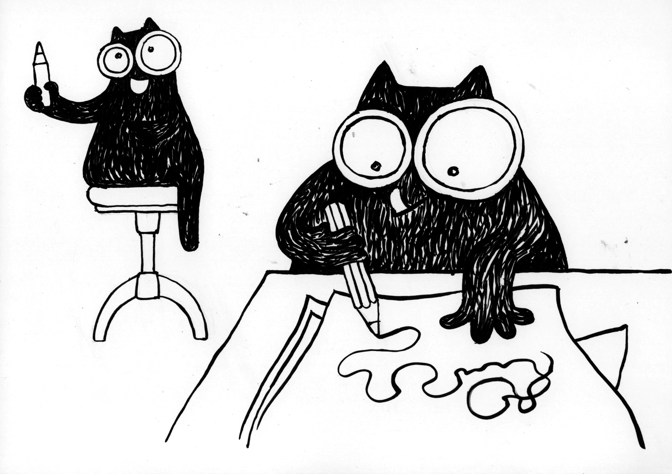Entwurf für das Buch "Katze-Schule-Kunst!"