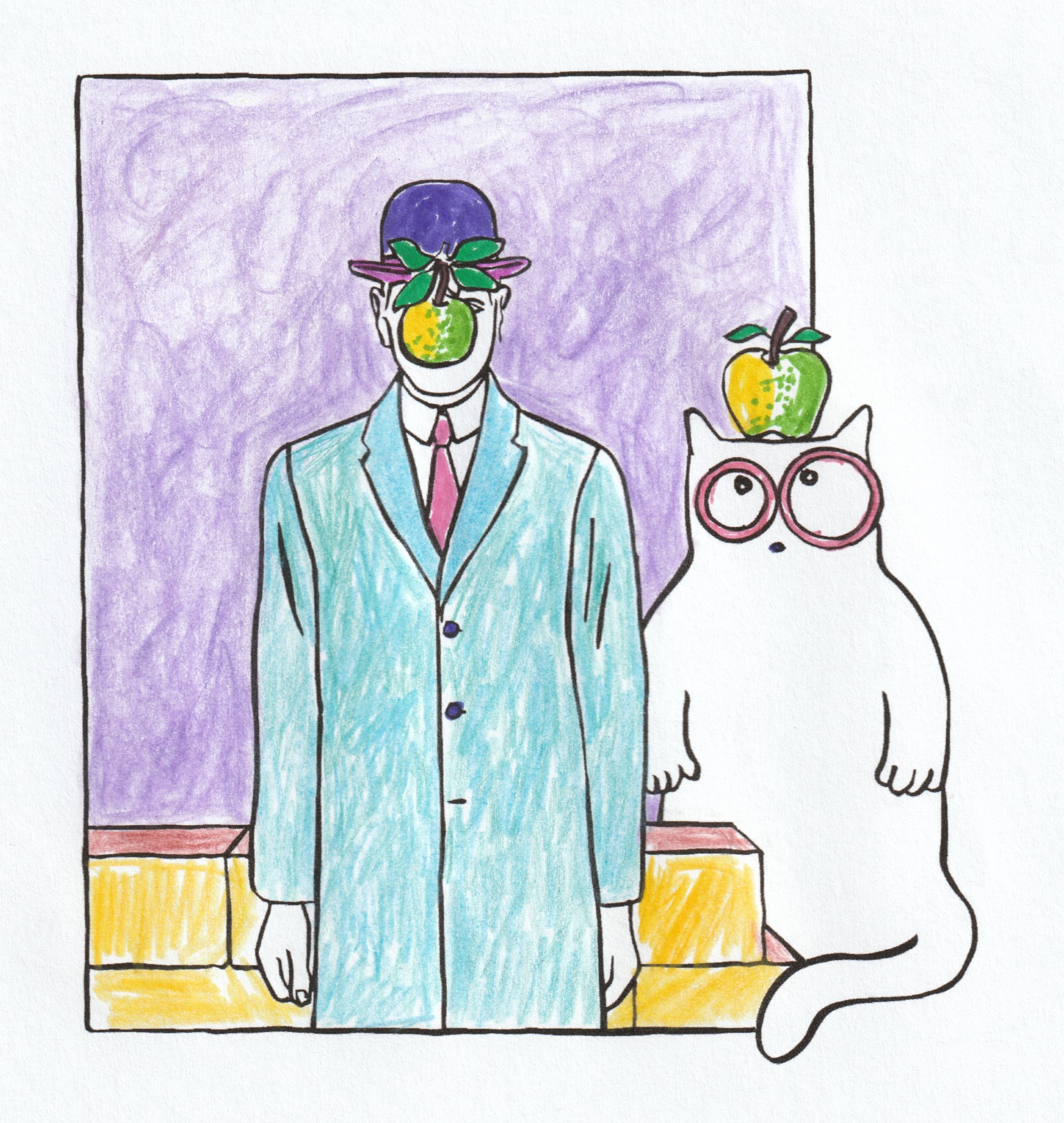 René Magritte im Malbuch Katze-macht-Kunst