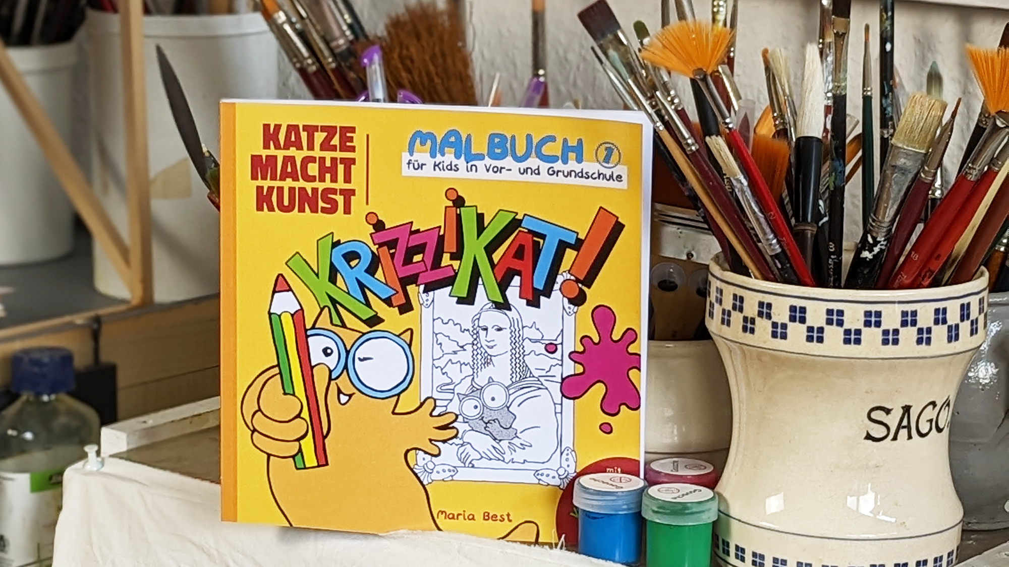 KRIZZIKAT!-Cat-Goes-Art-Coloring Book