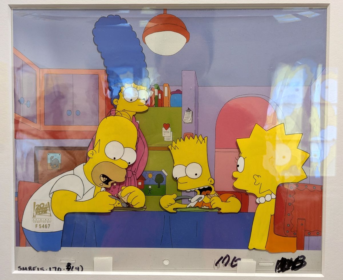 Beispiel für eine Cel Animation (Folien-Animation), hier die Simpsons am Esstisch